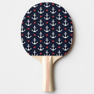 Raquette De Ping Pong Coeurs et motif d'Ancres