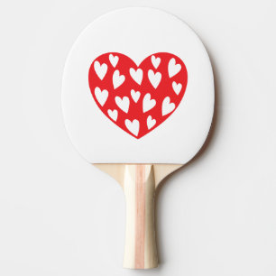 Raquette De Ping Pong Coeurs rouges avec petits coeurs