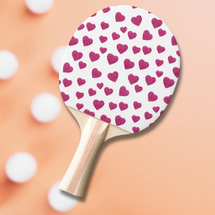 Raquette De Ping Pong Cœurs scintillants roses tendance pour la Saint-Va