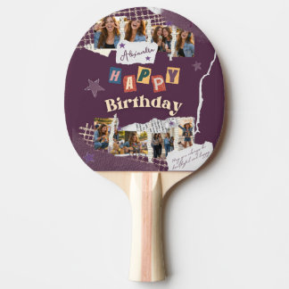 Raquette De Ping Pong Collage photo d'anniversaire personnalisé en album