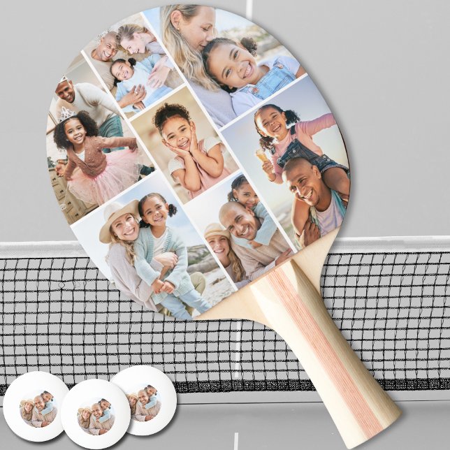 Raquette De Ping Pong Collage photo Simple et élégant (Photo Collage Simple Elegant Picture Ping Pong Paddle)