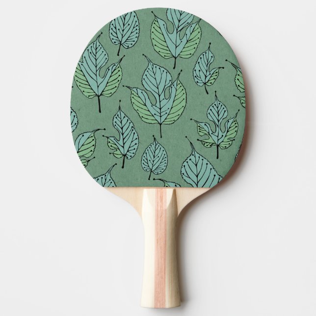 Raquette De Ping Pong Collage vert contemporain de Feuilles de mûres (Devant)