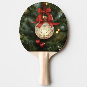 Raquette De Ping Pong Collection élégante d'ornement de Noël avec Bow ro