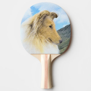 Raquette De Ping Pong Collie en Montagne (Rough) Peinture - Chien Art