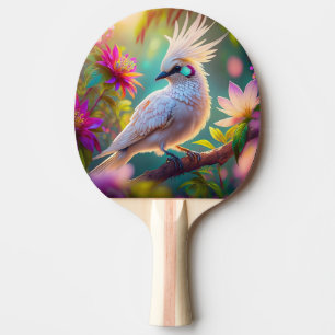 Raquette De Ping Pong Colombe à plumes de fleur crêtée juvénile Oiseau d