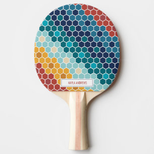 Raquette De Ping Pong Coloré Mosaïque Florale Hexagon Tennis de table