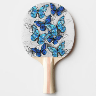 Raquette De Ping Pong Composition de papillons blancs et bleus