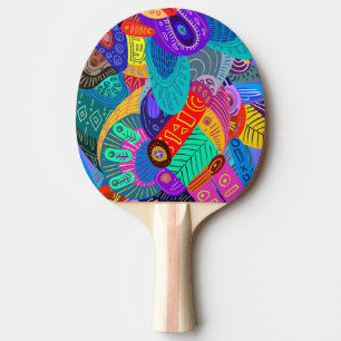 Raquette De Ping Pong Conception abstraite super amusante et colorée