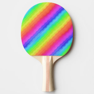 Raquette De Ping Pong Conception de arc-en-ciel coloré diagonal ondulé