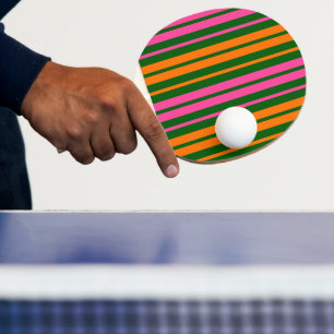 Raquette De Ping Pong Conception de bandes verticales vert orange rose  