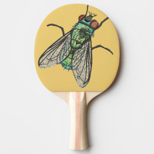 Raquette De Ping Pong Conception de broderie de machine de mouche verte 