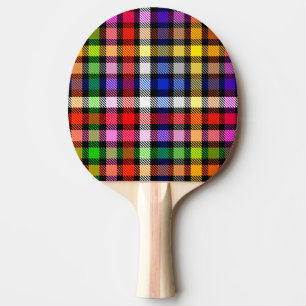 Raquette De Ping Pong Conception de carreaux tartan en twill coloré noir