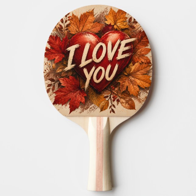 Raquette De Ping Pong Conception de cœur Je T'Aime (Devant)