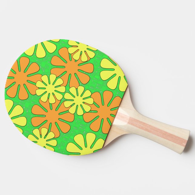 Raquette De Ping Pong Conception de fleurs rétro (Côté)