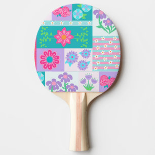 Raquette De Ping Pong Conception de fleurs vibrantes en fleurs