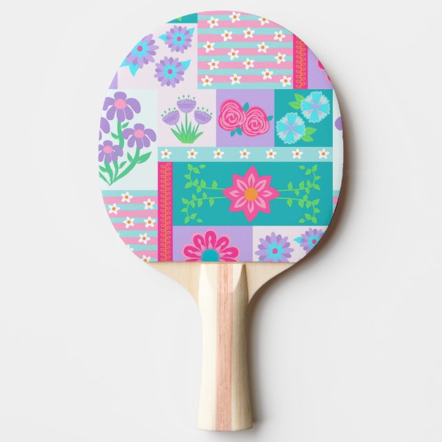 Raquette De Ping Pong Conception de fleurs vibrantes en fleurs (Devant)