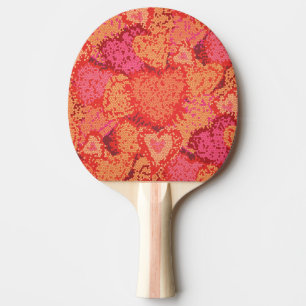 Raquette De Ping Pong Conception de fond de coeurs en mosaïque colorés m