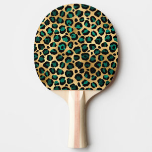 Raquette De Ping Pong Conception de la série Léopard sarcelle et or 14