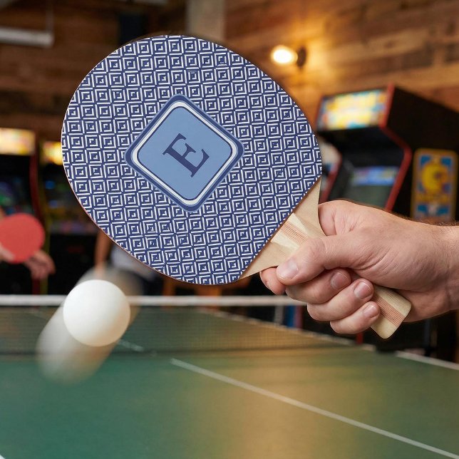 Raquette De Ping Pong Conception de monogramme à chevron géométrique mar (Créateur téléchargé)