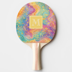Raquette De Ping Pong Conception de monogramme floral abstrait moderne p
