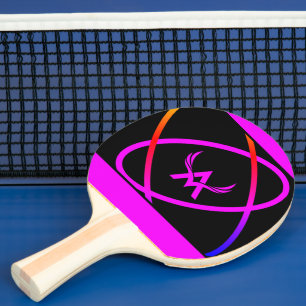 Raquette De Ping Pong Conception de monogramme géométrique rose chaud no