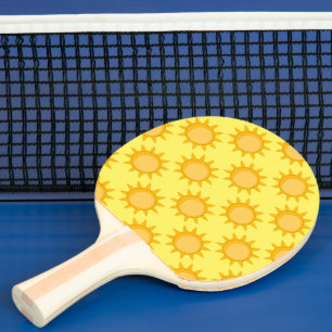 Raquette De Ping Pong Conception de motif de soleil ensoleillé sur fond 