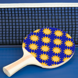 Raquette De Ping Pong Conception de motif de soleil sur fond bleu