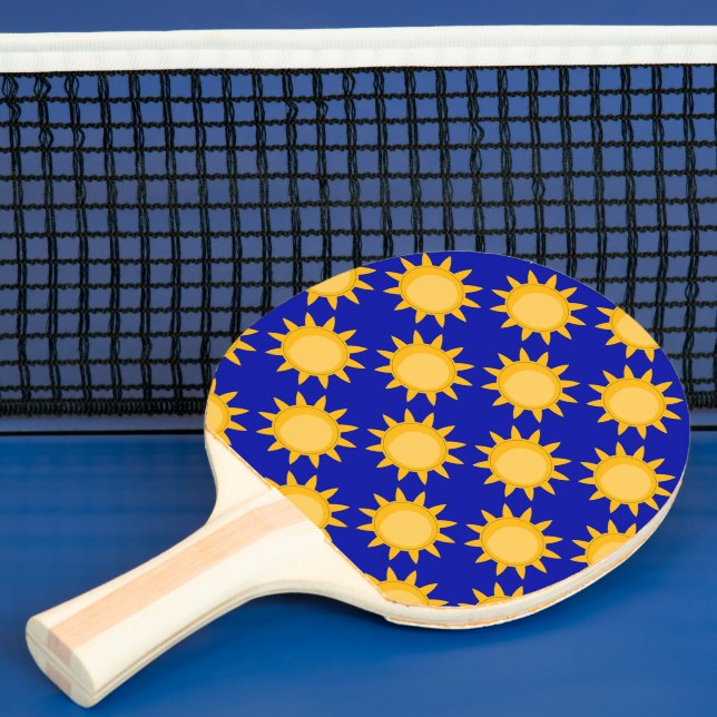 Raquette De Ping Pong Conception de motif de soleil sur fond bleu (Insitu)