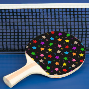 Raquette De Ping Pong Conception de motif d'étoiles colorées Noir