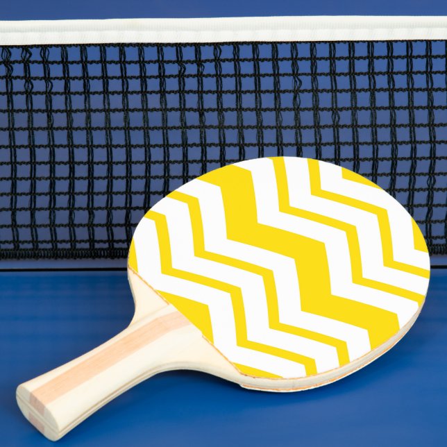 Raquette De Ping Pong Conception de motif en chevron zigzag blanc jaune  (Insitu)