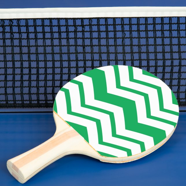 Raquette De Ping Pong Conception de motif en zigzag chevron blanc vert  (Insitu)