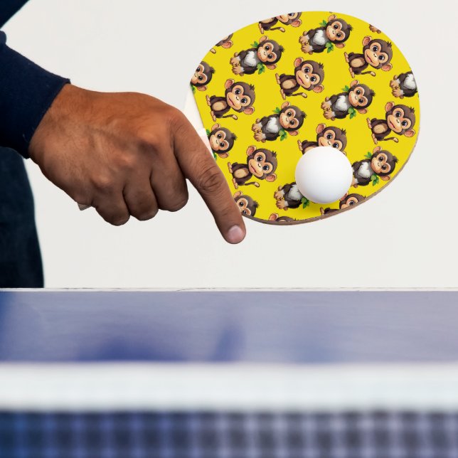 Raquette De Ping Pong Conception de motif singe jaune  (Insitu)