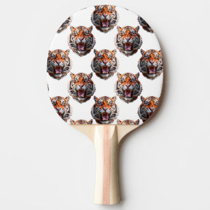 Raquette De Ping Pong Conception de motif tête de tigre - Blanc