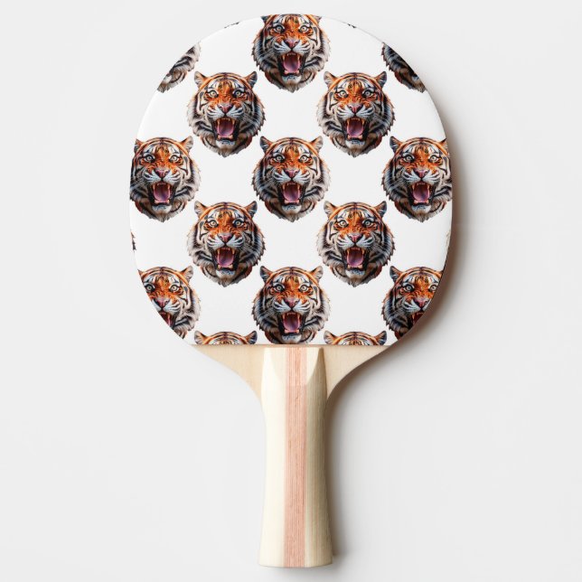 Raquette De Ping Pong Conception de motif tête de tigre - Blanc   (Devant)