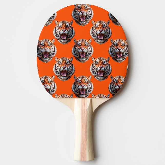 Raquette De Ping Pong Conception de motif tête de tigre orange  (Devant)