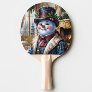 Raquette De Ping Pong Conception de Noël de Snowman victorien