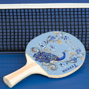 Raquette De Ping Pong Conception de paon personnalisée - Un cadeau éléga