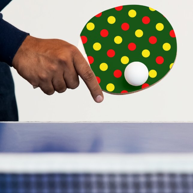 Raquette De Ping Pong Conception de pois verts rouges jaunes  (Insitu)