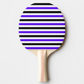 Raquette De Ping Pong Conception de rayures blanches noires et bleues