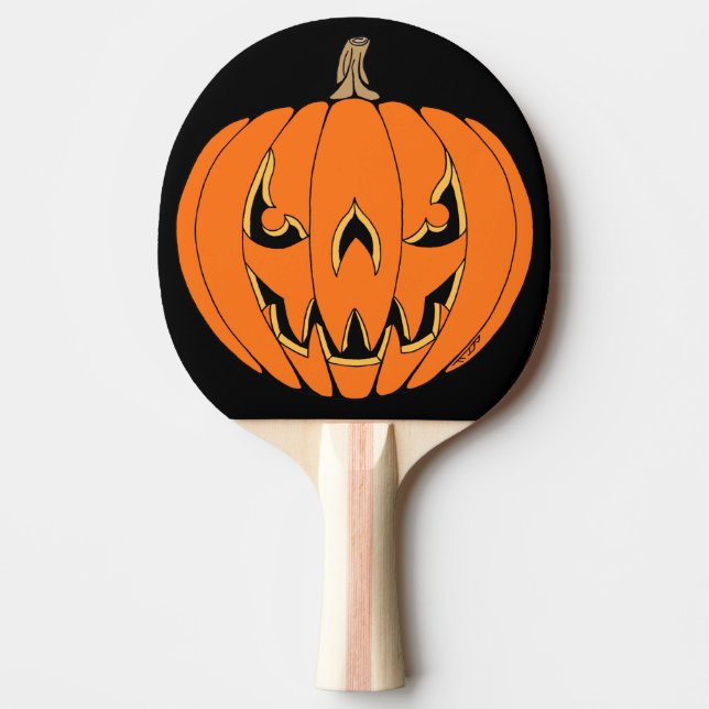 Raquette De Ping Pong Conception d'Halloween de citrouille effrayante Ja (Devant)