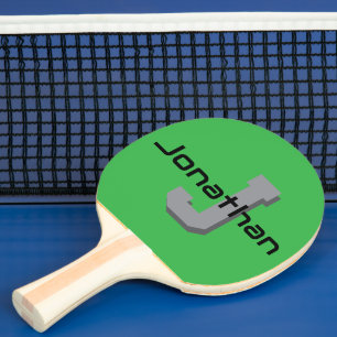 Raquette De Ping Pong Conception d'initiale de monogramme vert personnal