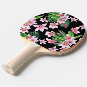 Raquette De Ping Pong Conception d'orchidées à l'aquarelle 27