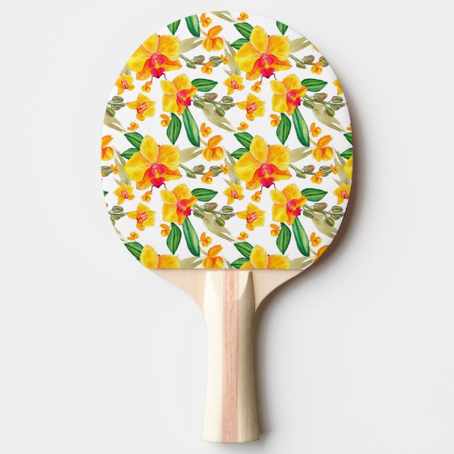 Raquette De Ping Pong Conception d'orchidées à l'aquarelle 9   (Devant)