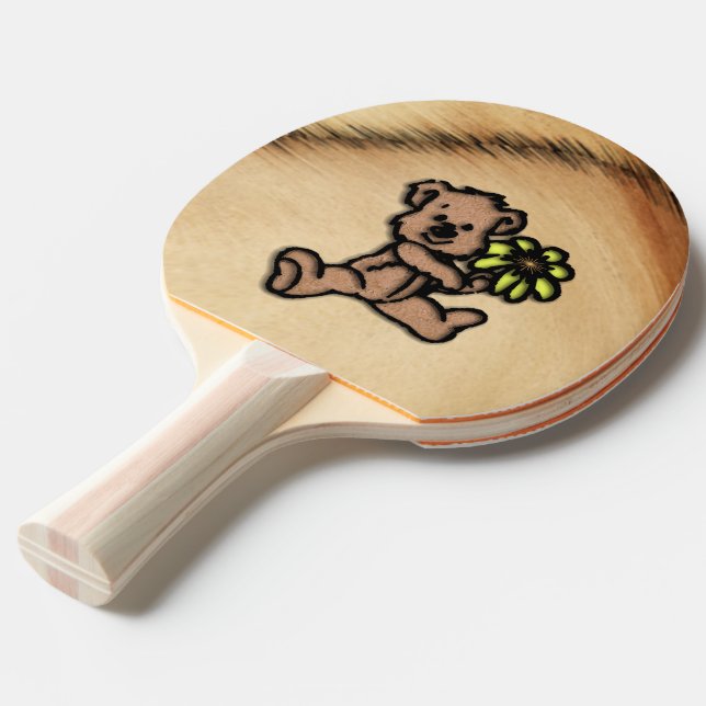 Raquette De Ping Pong Conception d'ours Marguerite rustique (Dos Angle)