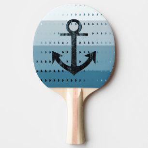 Raquette De Ping Pong Conception nautique de motif d'Ancre bleue