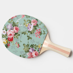 Raquette De Ping Pong Conception vintage de fleurs vertes