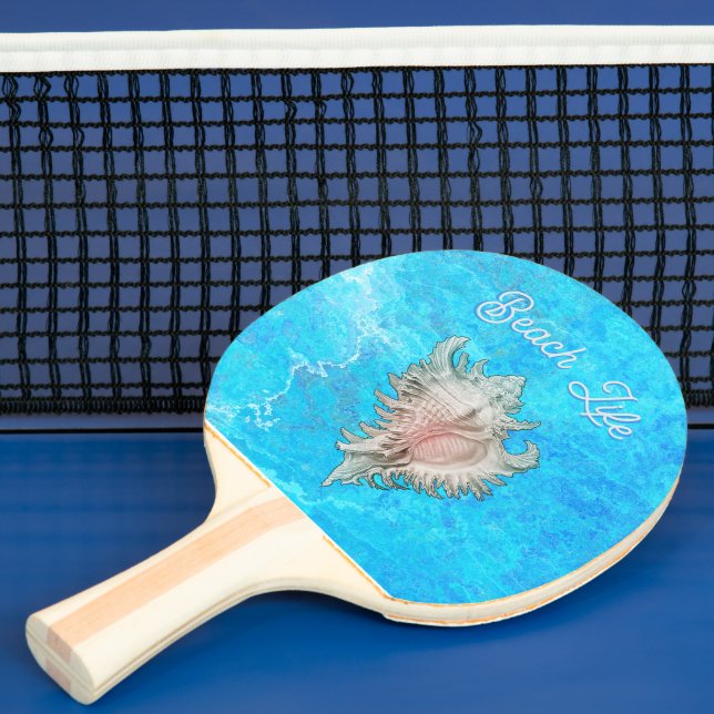 Raquette De Ping Pong Conch Shell "Beach Life" (Insitu)