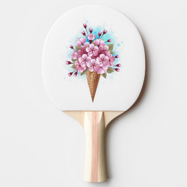 Raquette De Ping Pong Cône rose Sakura crème glacée gaufre (Devant)