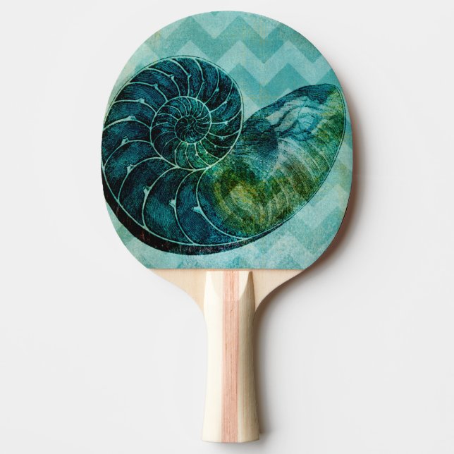 Raquette De Ping Pong Conque en spirale Shell de turquoise (Devant)
