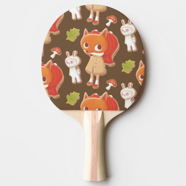 Raquette De Ping Pong Cookies décorés par des animaux de bois (Devant)